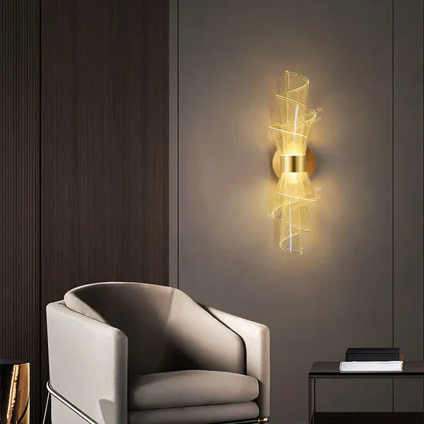 Led Acrylic Modern Golden Metal Wall Light - Image 4