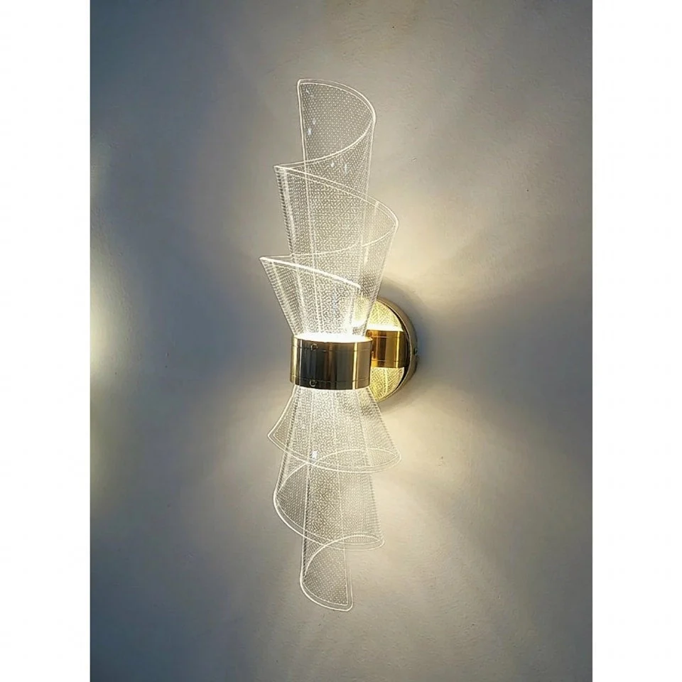 Led Acrylic Modern Golden Metal Wall Light - Image 8