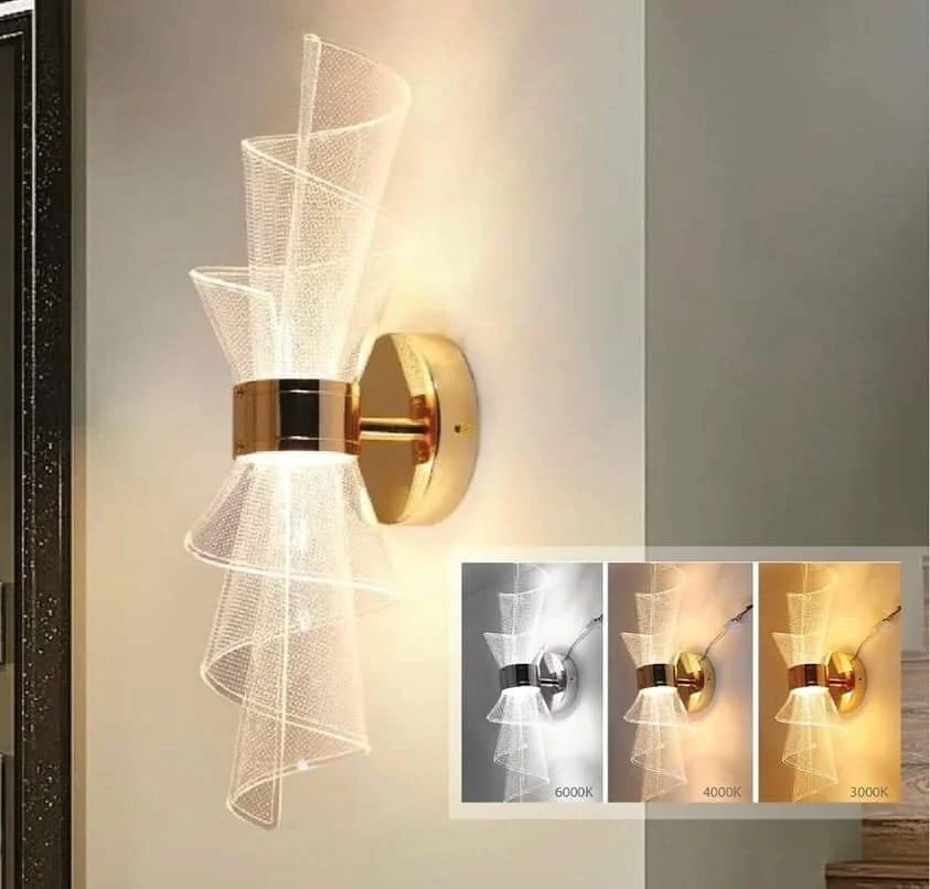Led Acrylic Modern Golden Metal Wall Light - Image 9
