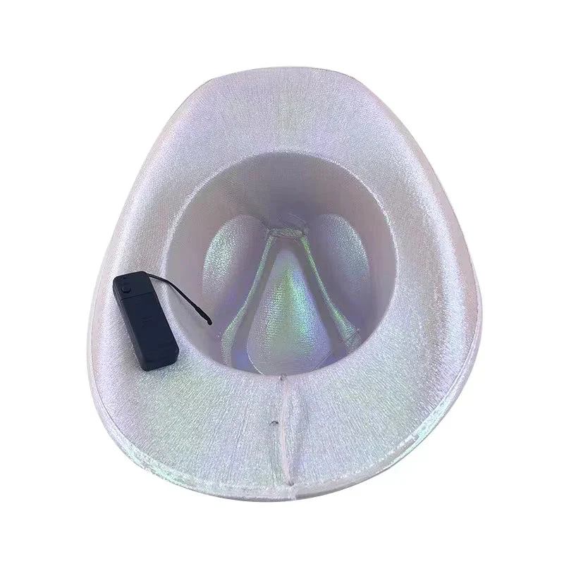 LED Cowboy Western Hat Glow-In-The-Dark Luminated Hat For Halloween And Parties 1 pc - Image 5