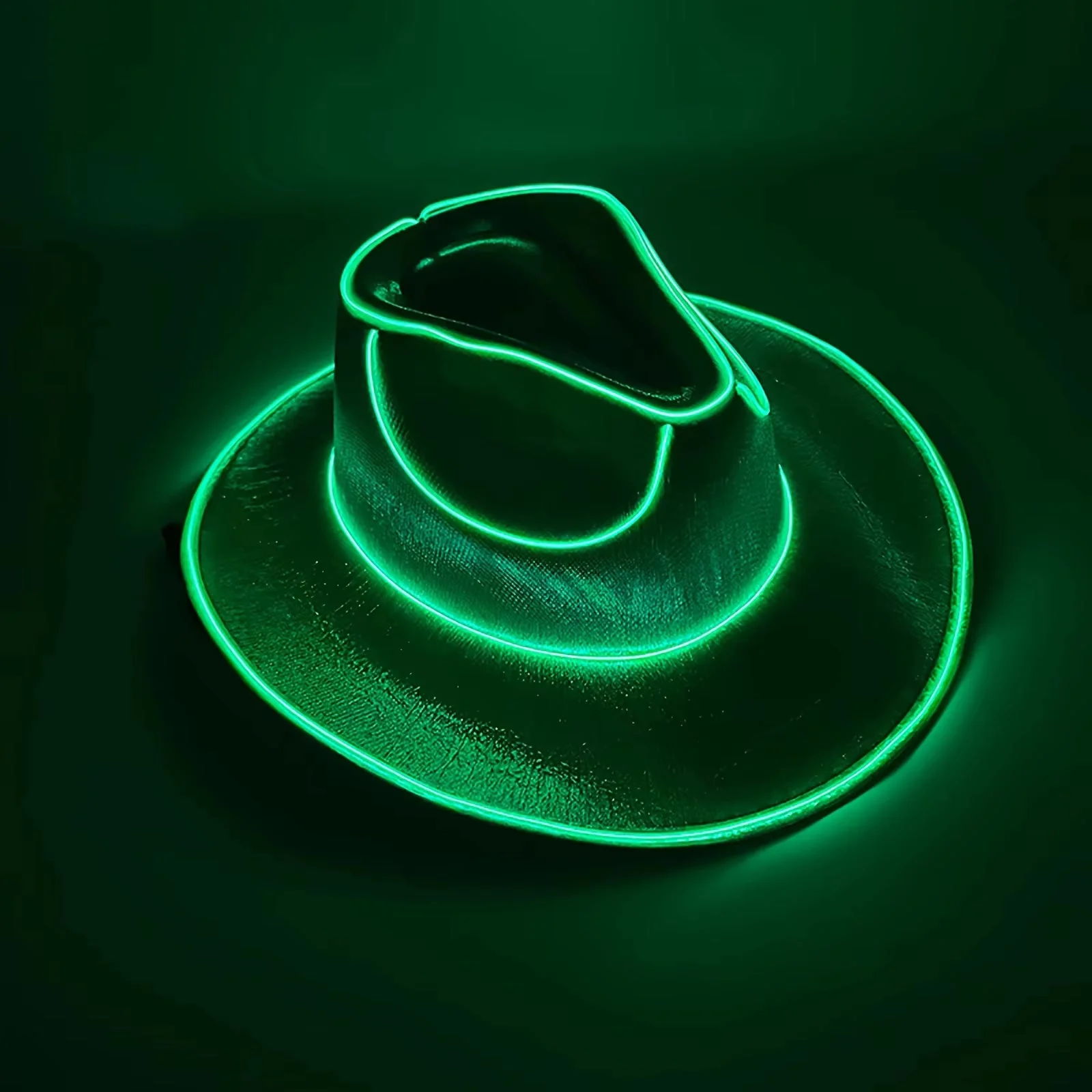 LED Cowboy Western Hat Glow-In-The-Dark Luminated Hat For Halloween And Parties 1 pc - Image 6