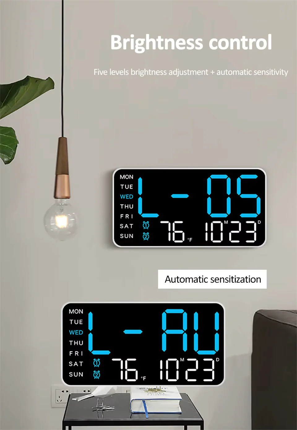 LED Digital Wall Clock With Date And Week Display For Home Decor And Office 1pc - Image 3