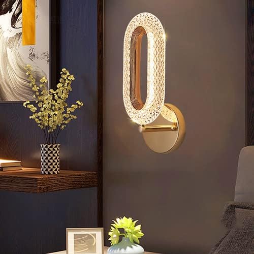 Led Glass Crystal Oval Golden Metal Wall Light - Image 3