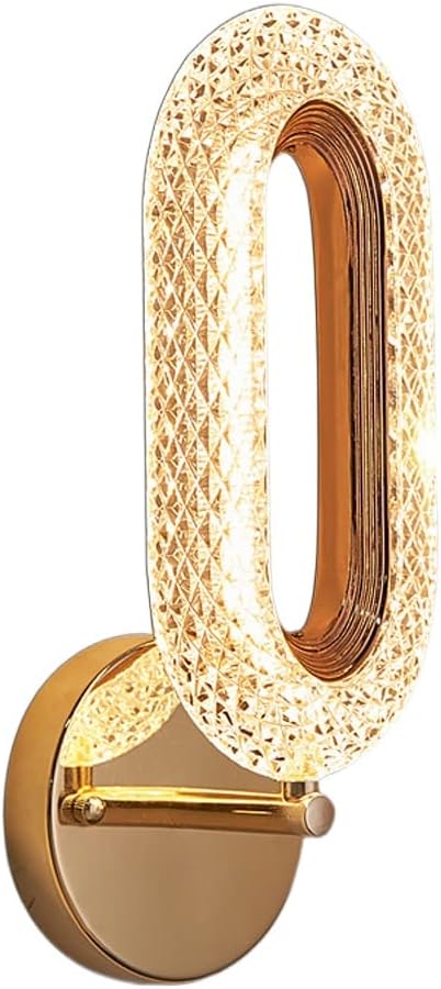 Led Glass Crystal Oval Golden Metal Wall Light - Image 4