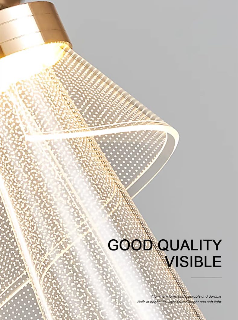 led Gold Acrylic Pendant Ceiling Lamp Light - Warm White - Image 3