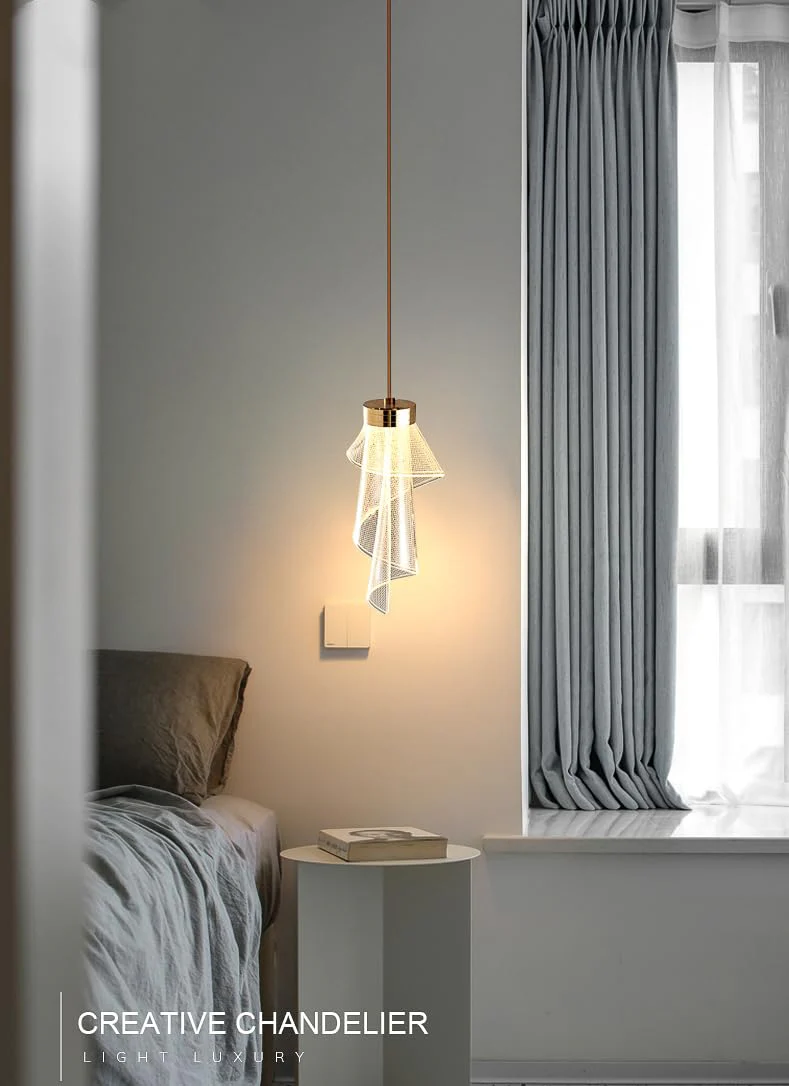 led Gold Acrylic Pendant Ceiling Lamp Light - Warm White - Image 6