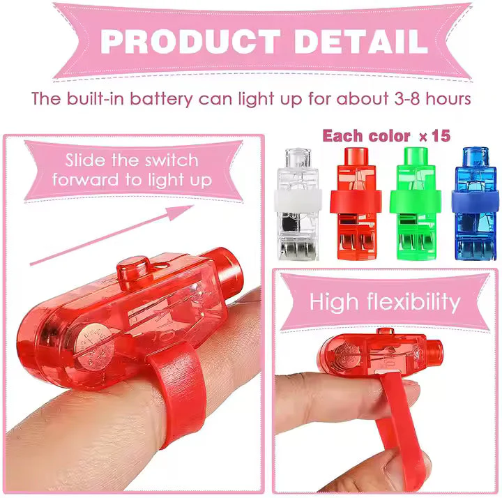 LED Laser Finger Lights Glow-In-The-Dark Finger Flashlights 4pcs/set - Image 3