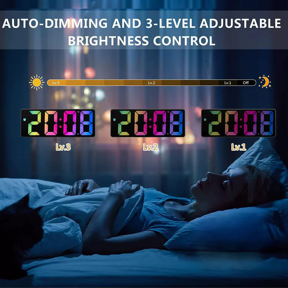 LED Mirror Digital Alarm Clock 12/24 Hour With Snooze Function For Travel And Bedside 1pc - Image 6