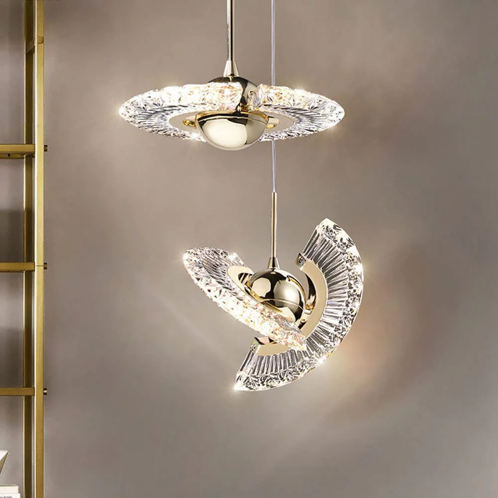 LED Modern Pendant Light Gold Hang lamp Fixture Acrylic Drop Ceiling Lamp