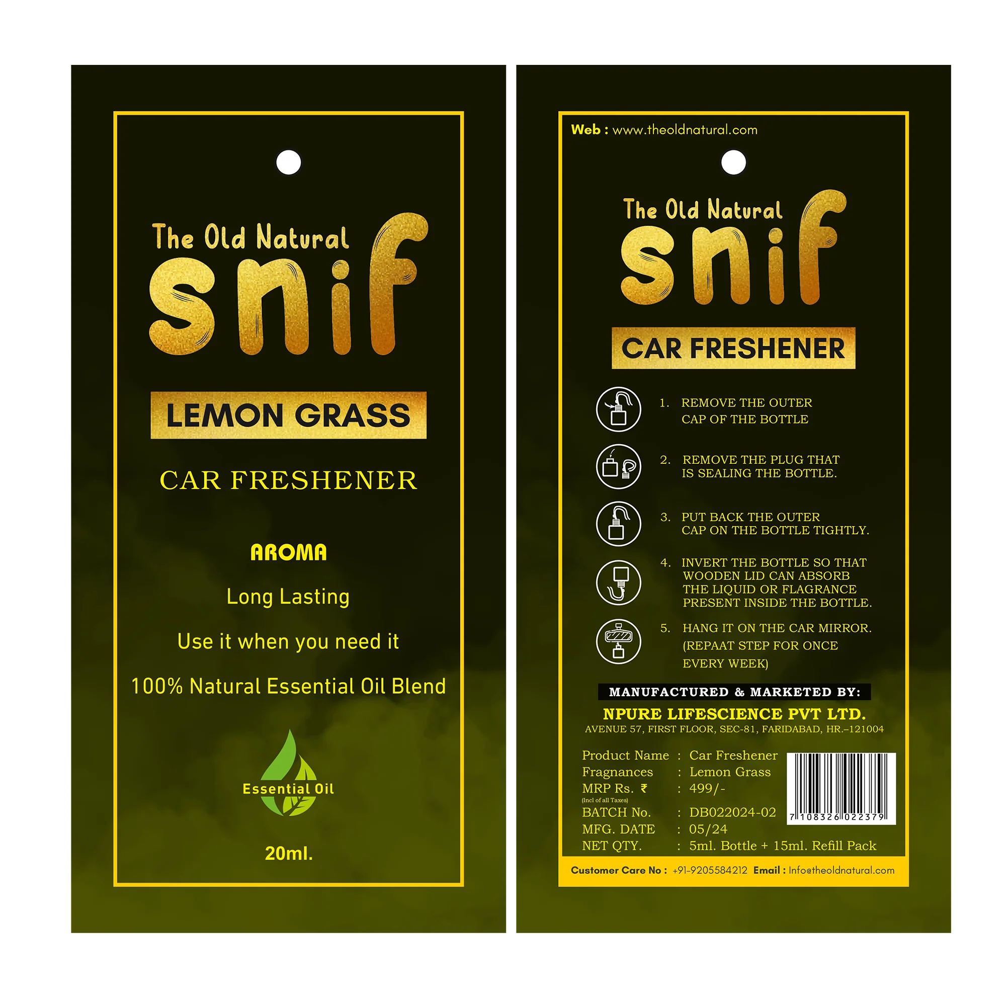 Lemon Grass Car Air Freshener with Essential Oil (Pack of 1) - Image 7