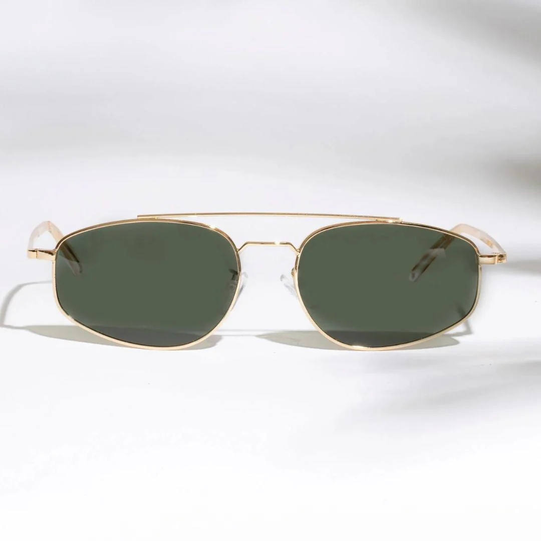 Leon Gold Green Oval Sunglasses - Image 2