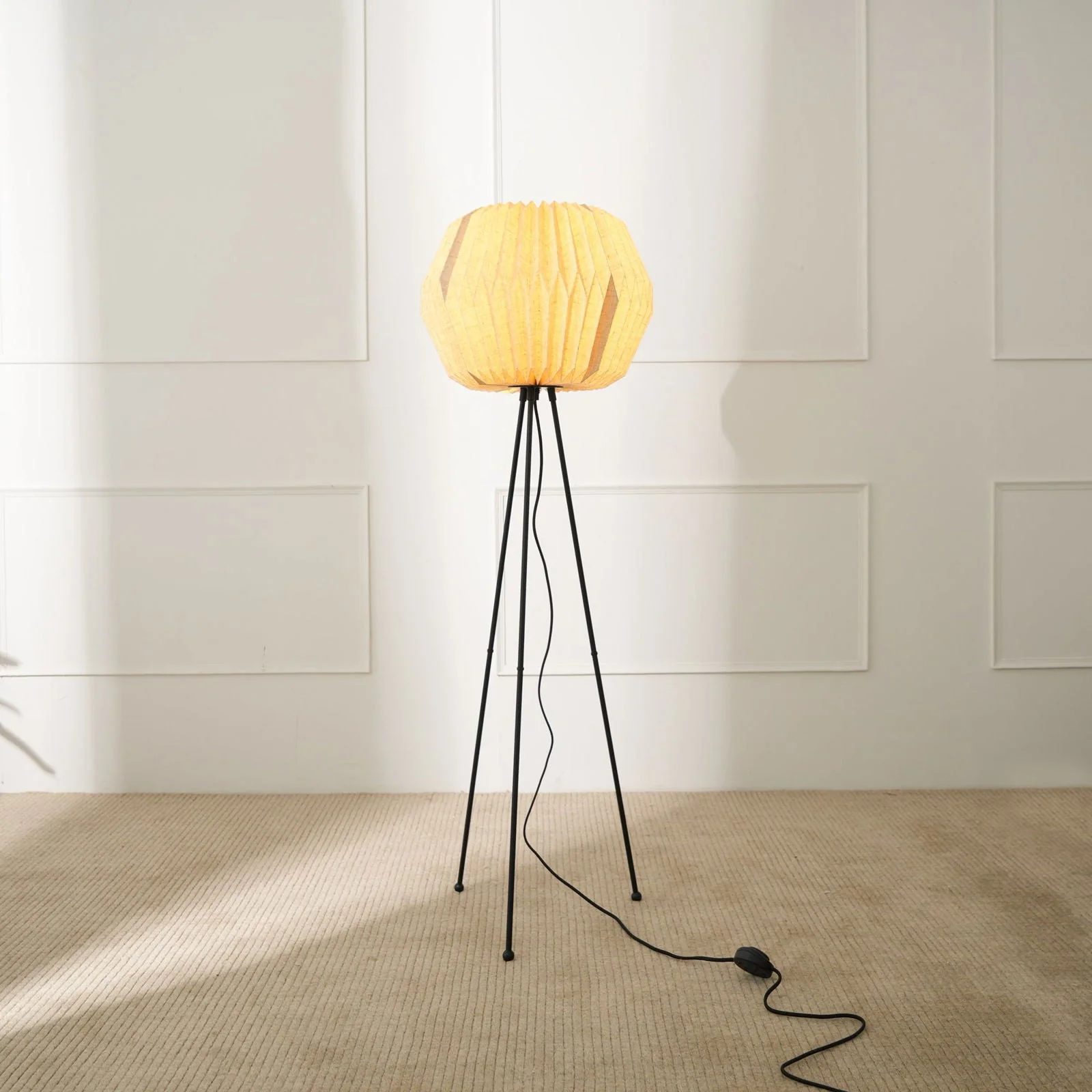 Lifo Floor Lamp - Origami, Linen Floor Light, Knock Down Tripod Standing Lamp - Image 2