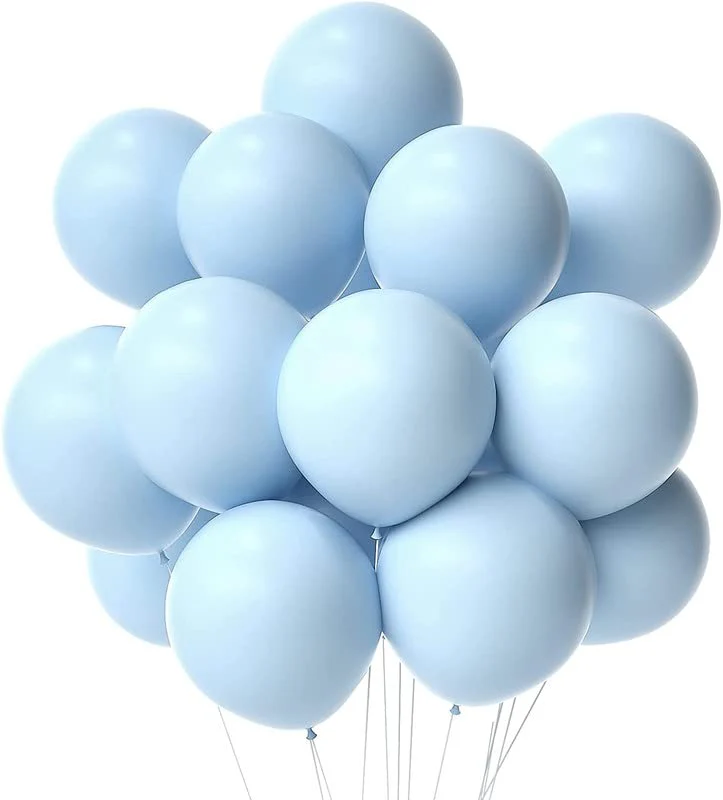 Light Blue Happy Birthday Banner And Pastel Blue Metallic Balloons (Pack of 30) - Image 3