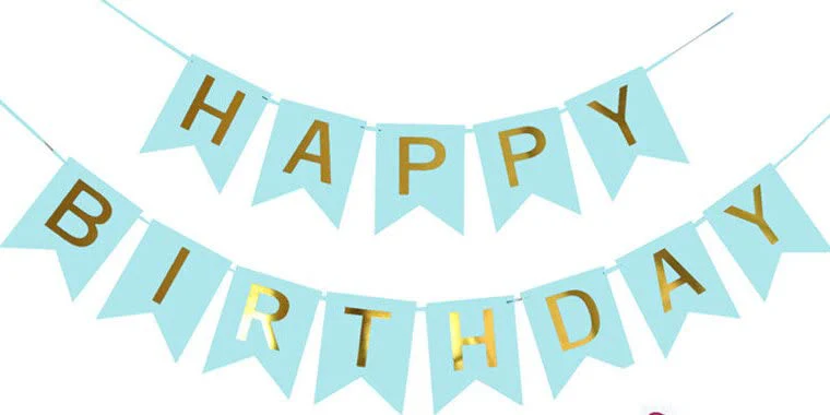 Light Blue Happy Birthday Banner And Pink Metallic Balloons (Pack of 30) - Image 2