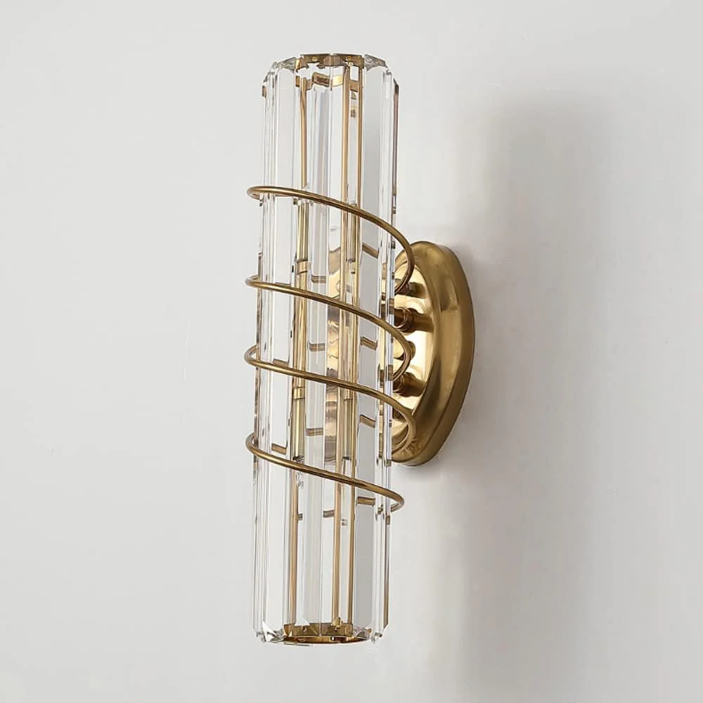 Light Led Curl Metal Glass Long Slim Crystal Gold Metal Wall Light - Image 2