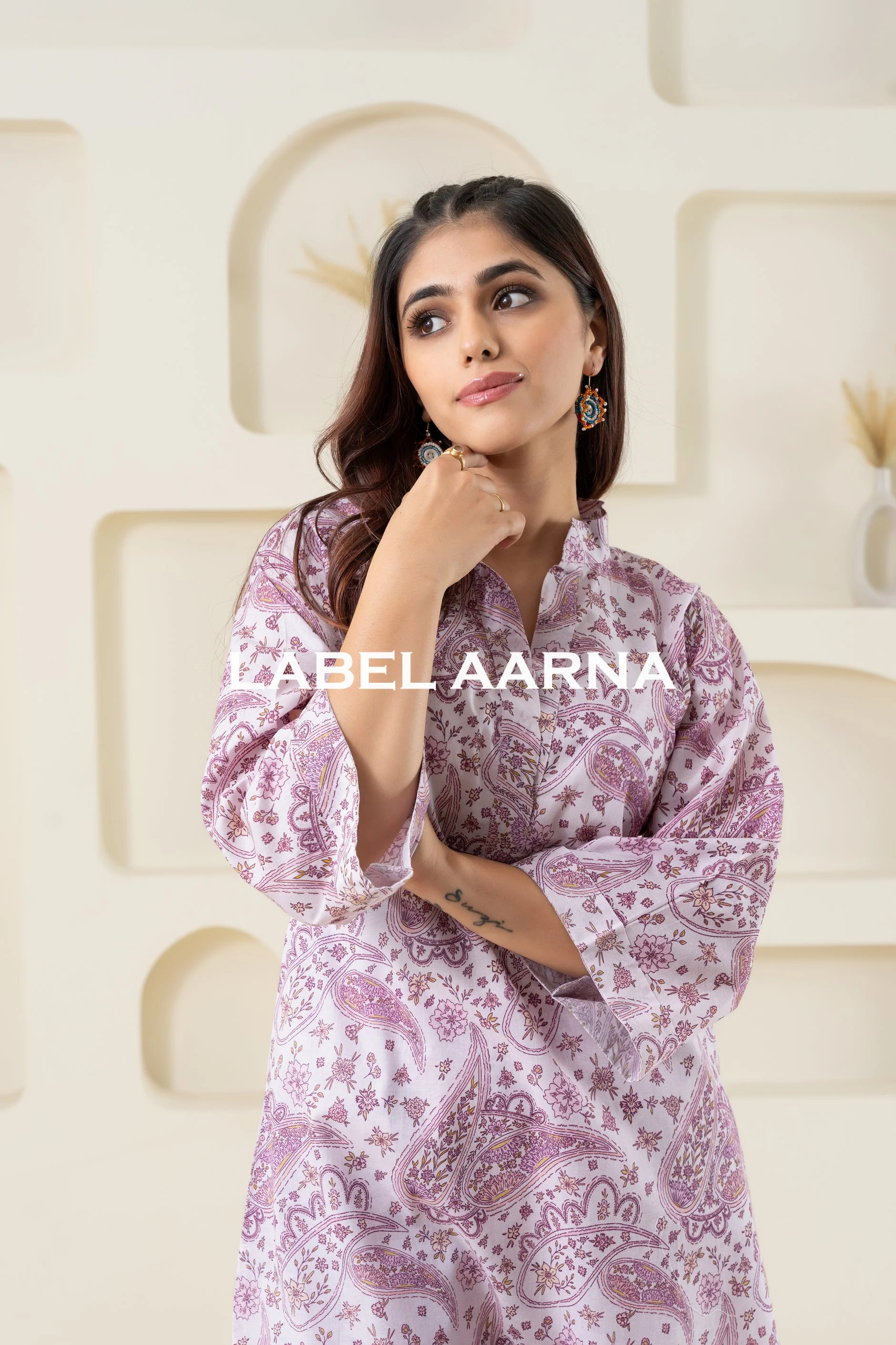 Light Pink Pure Cotton Paisley Printed Co-Ord Set - Image 6