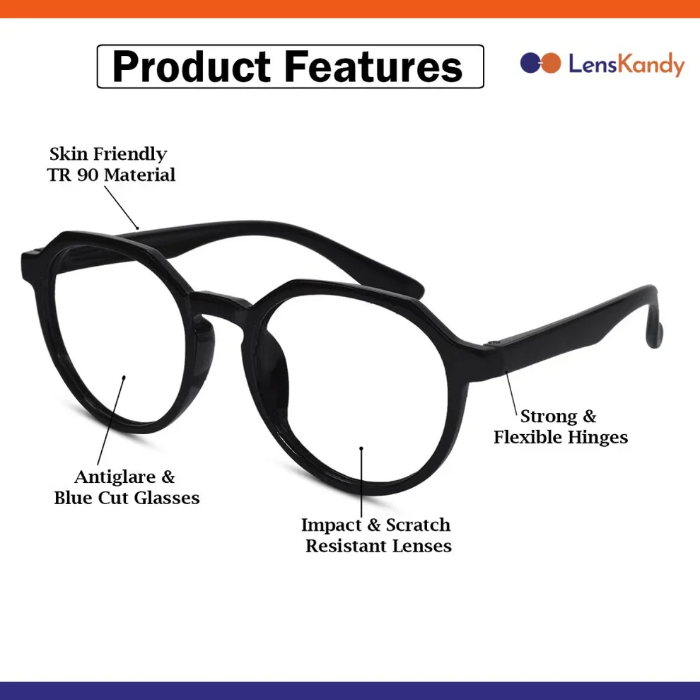 Light Weight Purple Hexagonal Eyeglasses for 6-12 Yrs - Image 7