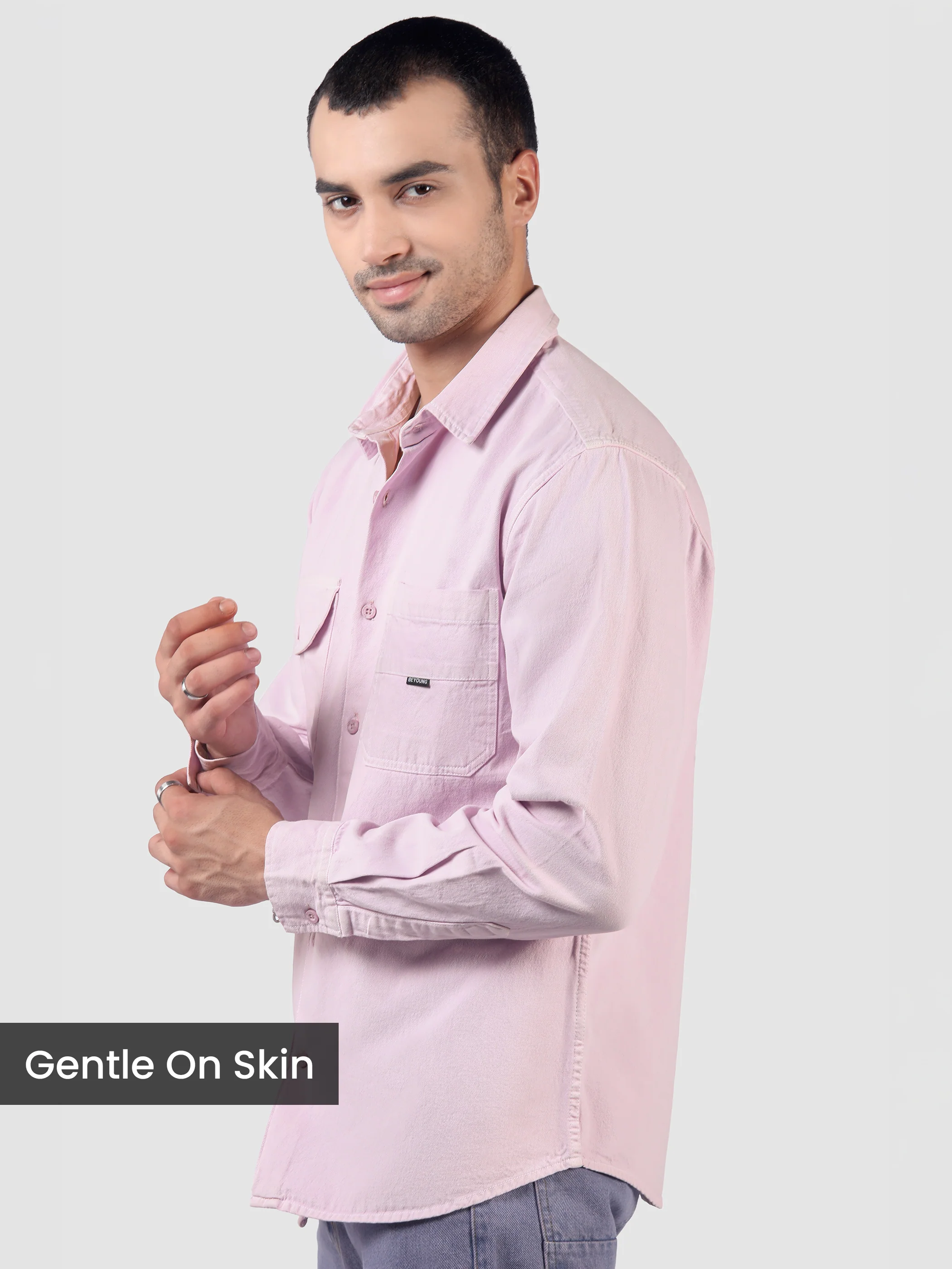 Lilac Dual Over Dyed Patch Pocket Shirt - Image 2