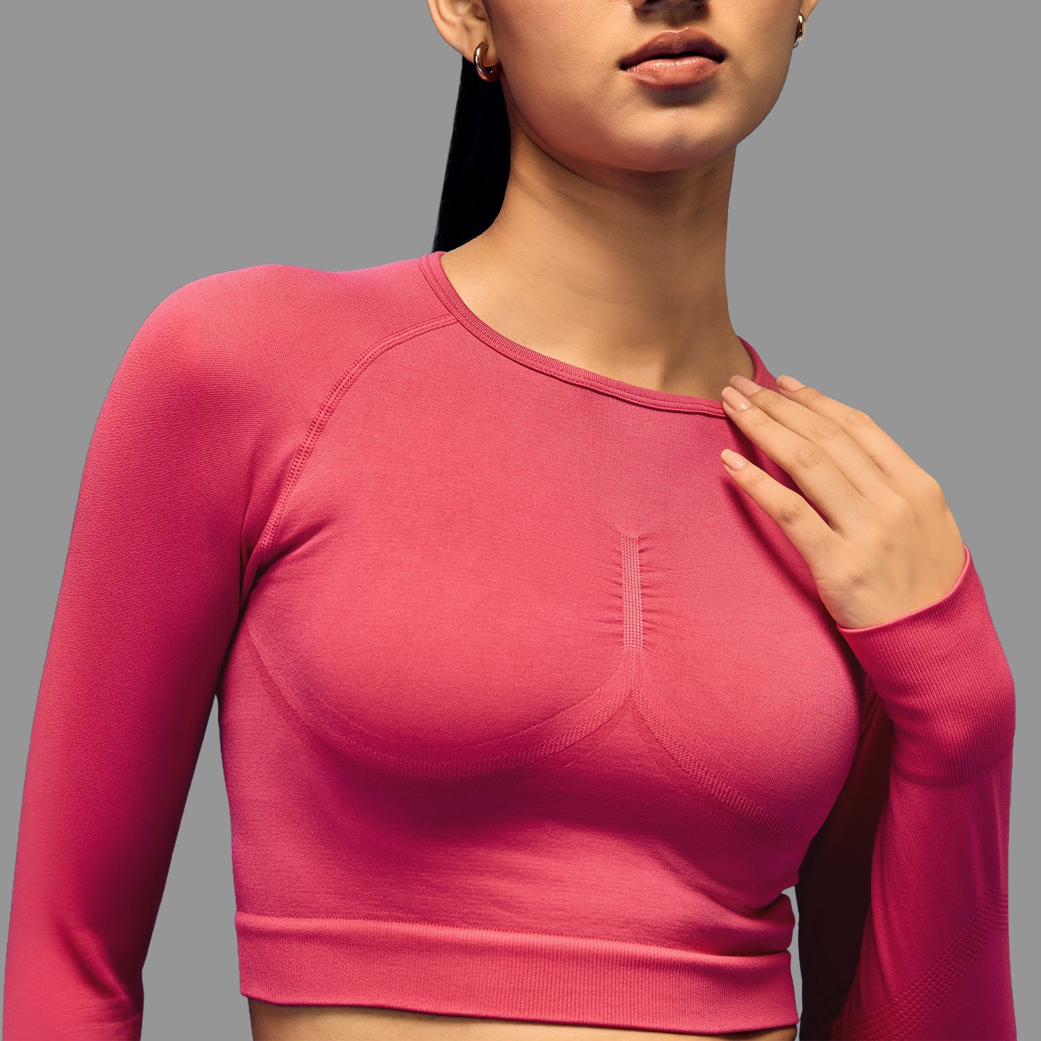 Limitless snatched Long sleeve drop top- Pink - Image 2