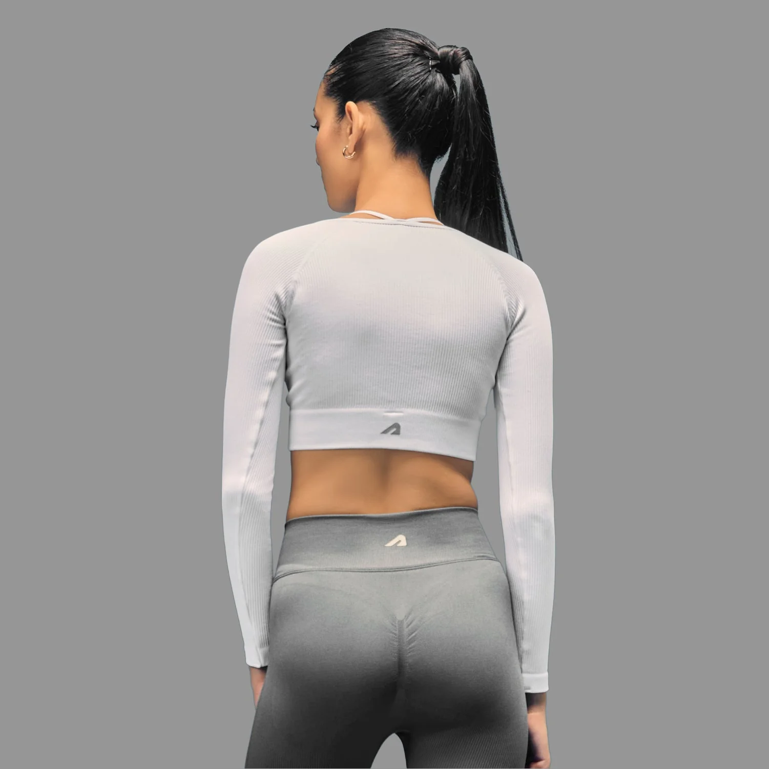 Limitless Snatched ribbed Long sleeve top- White - Image 2
