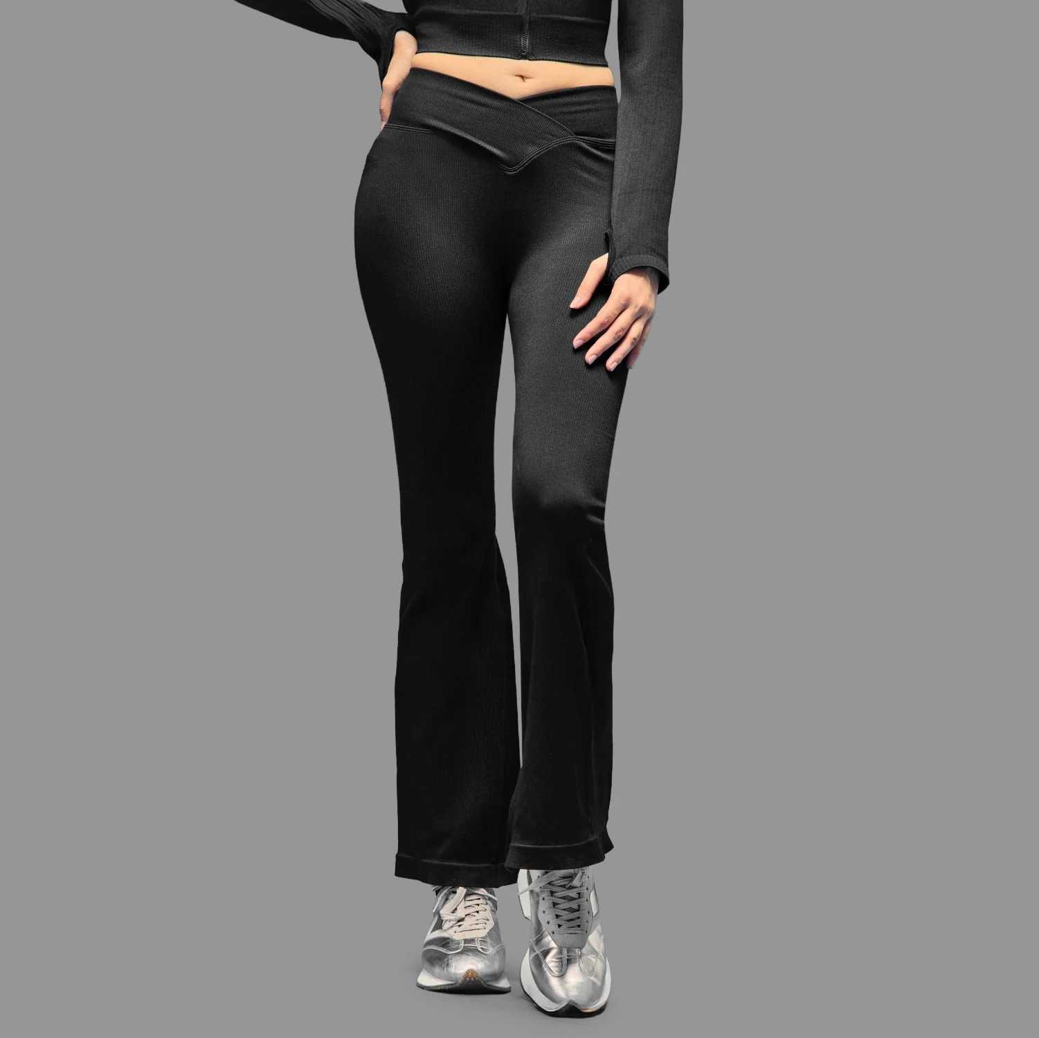 Limitless snatched Ruched back Flare Pants- Black - Image 9