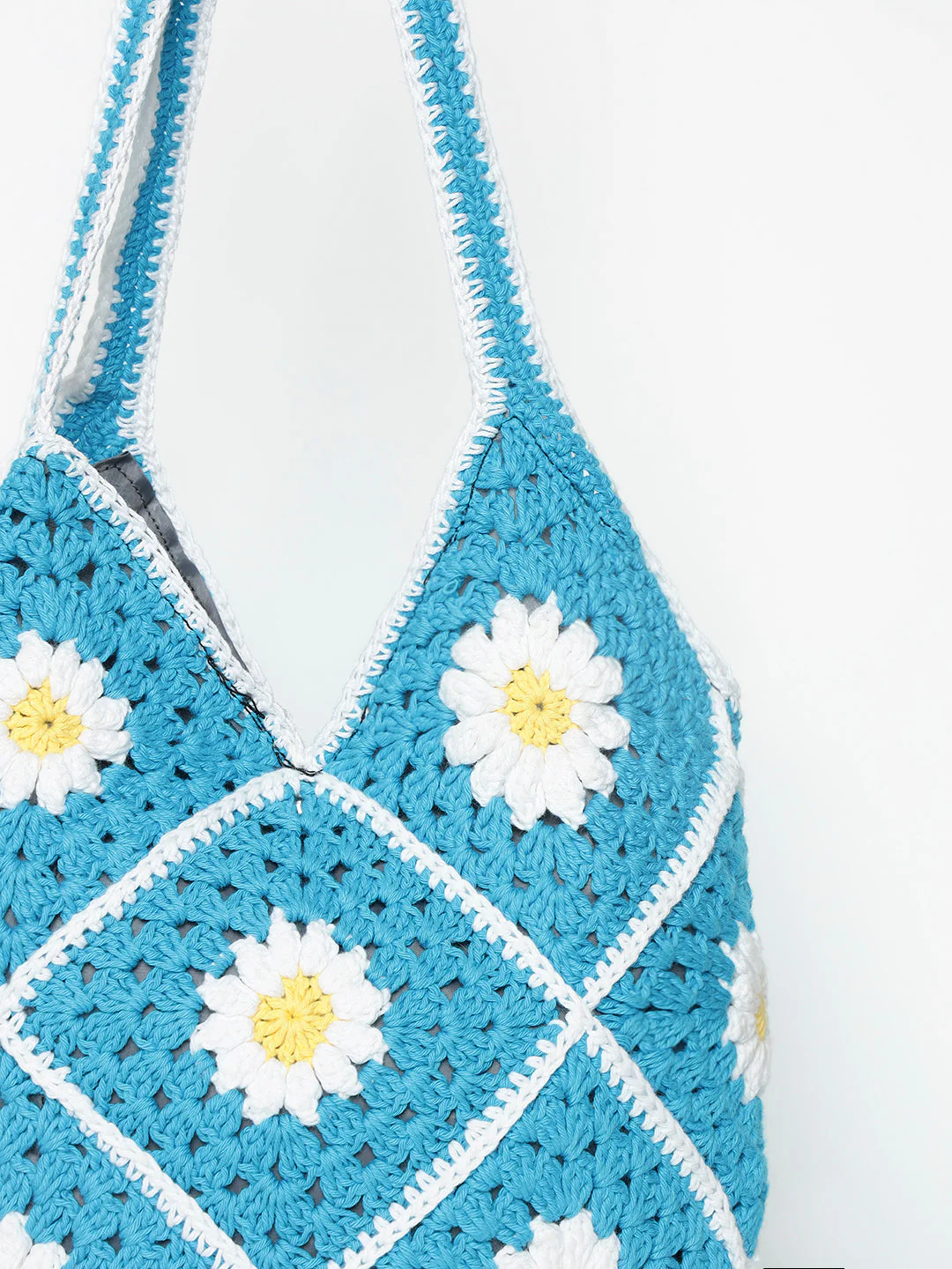 Lina Crochet Handmade Handbag - BlueWhite - Image 3