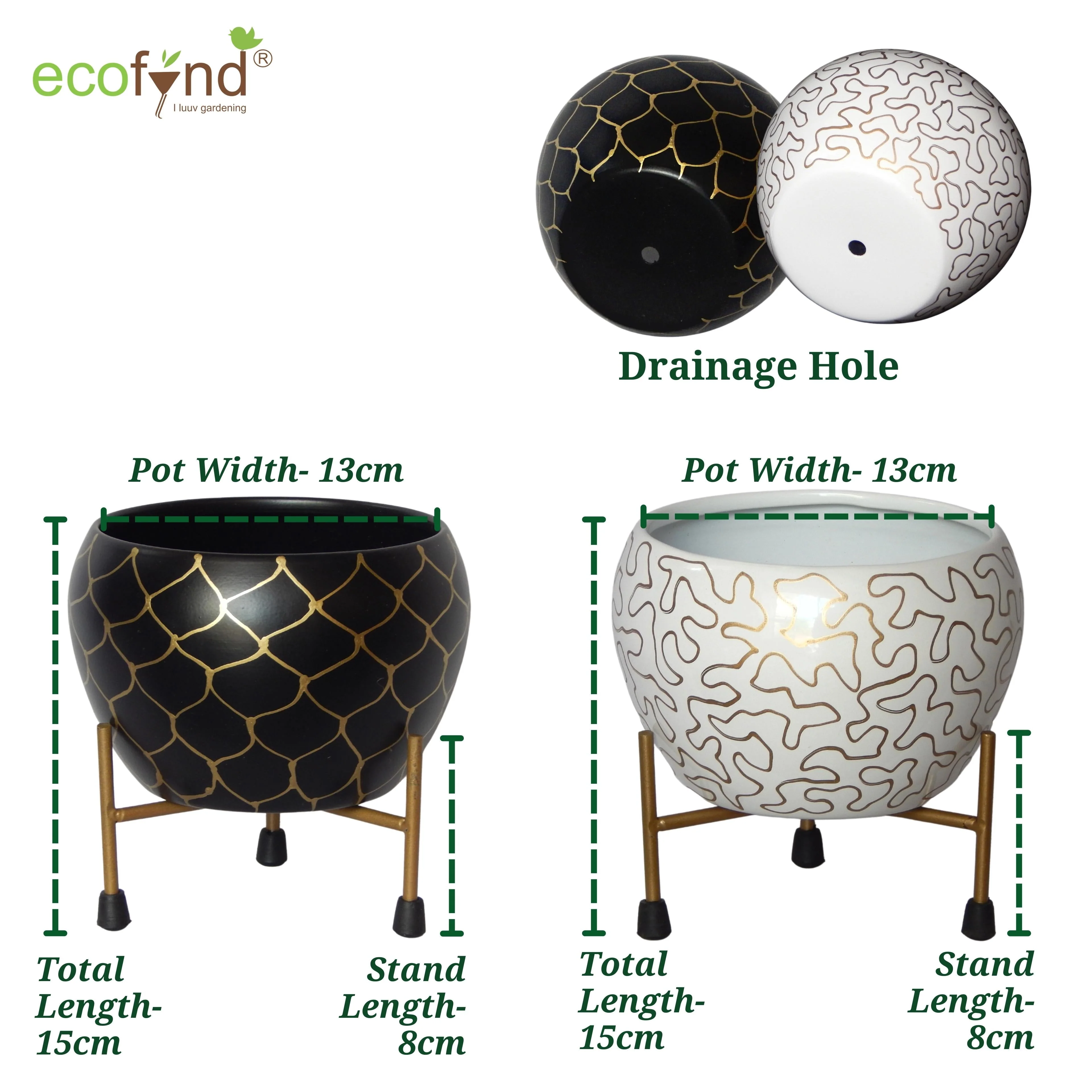 Lio Metal Pot with Stand (Set of 2) - Image 2