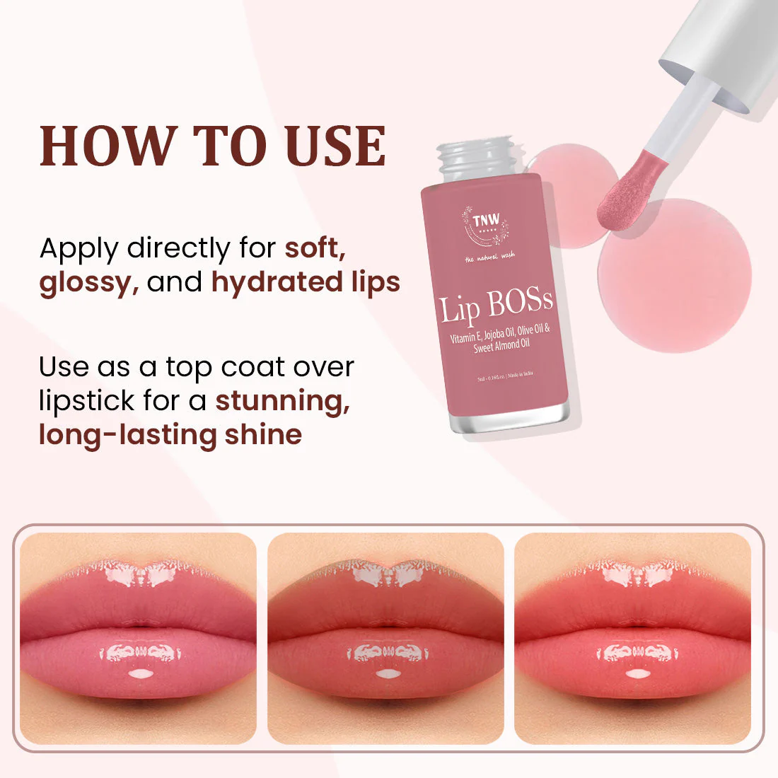 Lip Boss Lip Gloss - Pinky promise(01) | Ultra-lightweight | Stunning Colour | Long-Lasting Shine - Image 6
