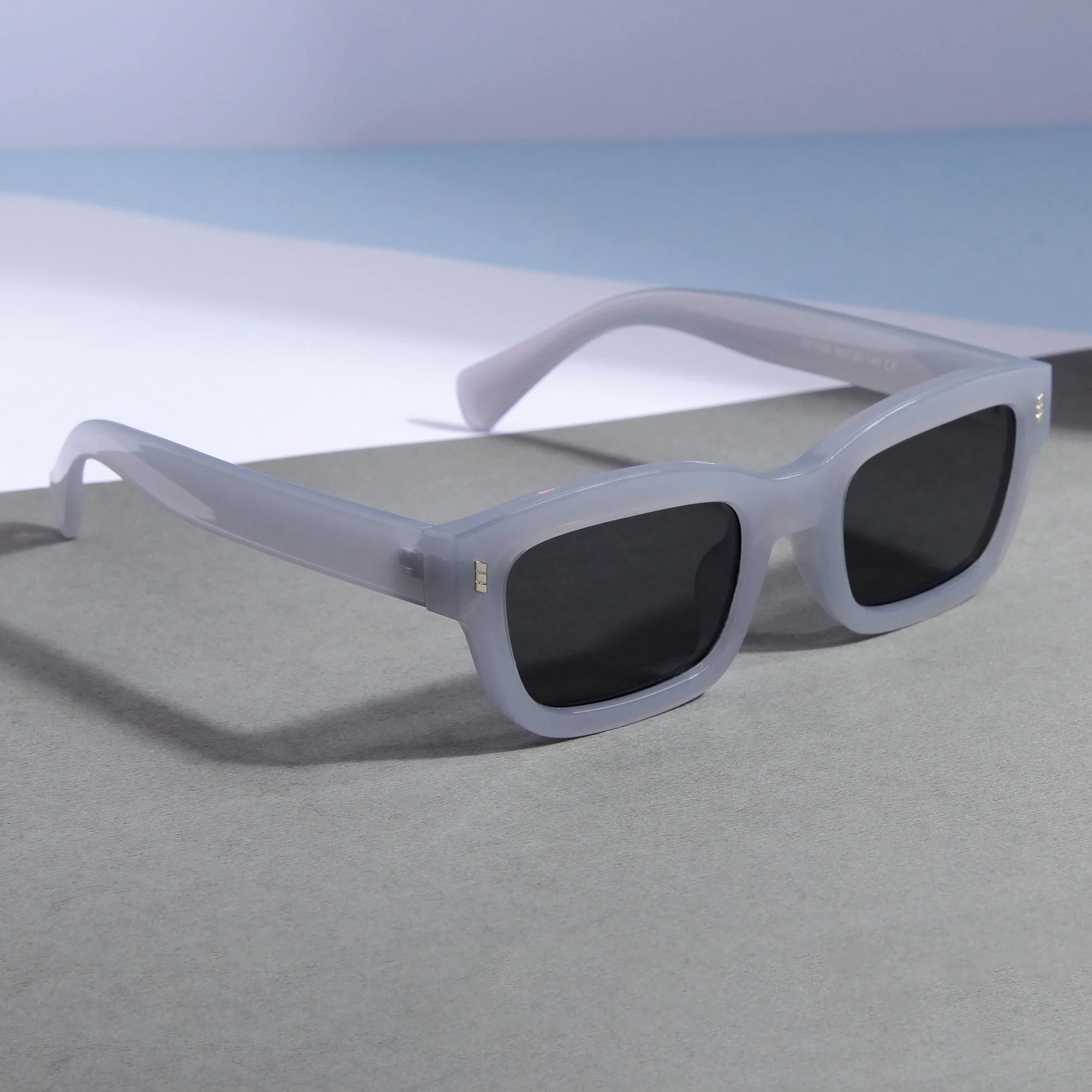 Lizard Grey Black Rectangle Sunglasses