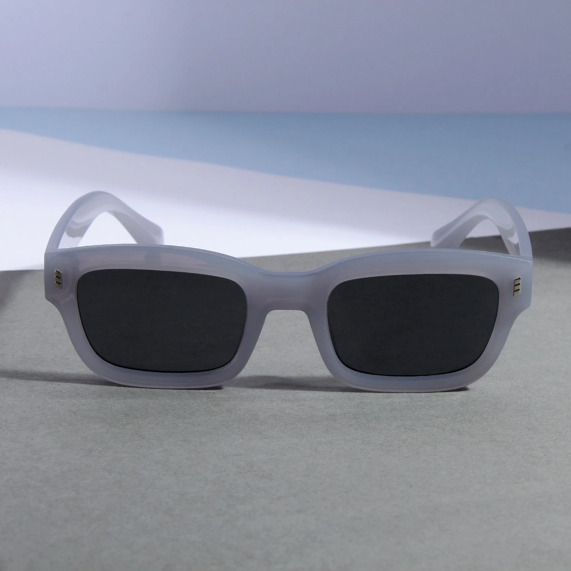 Lizard Grey Black Rectangle Sunglasses - Image 3