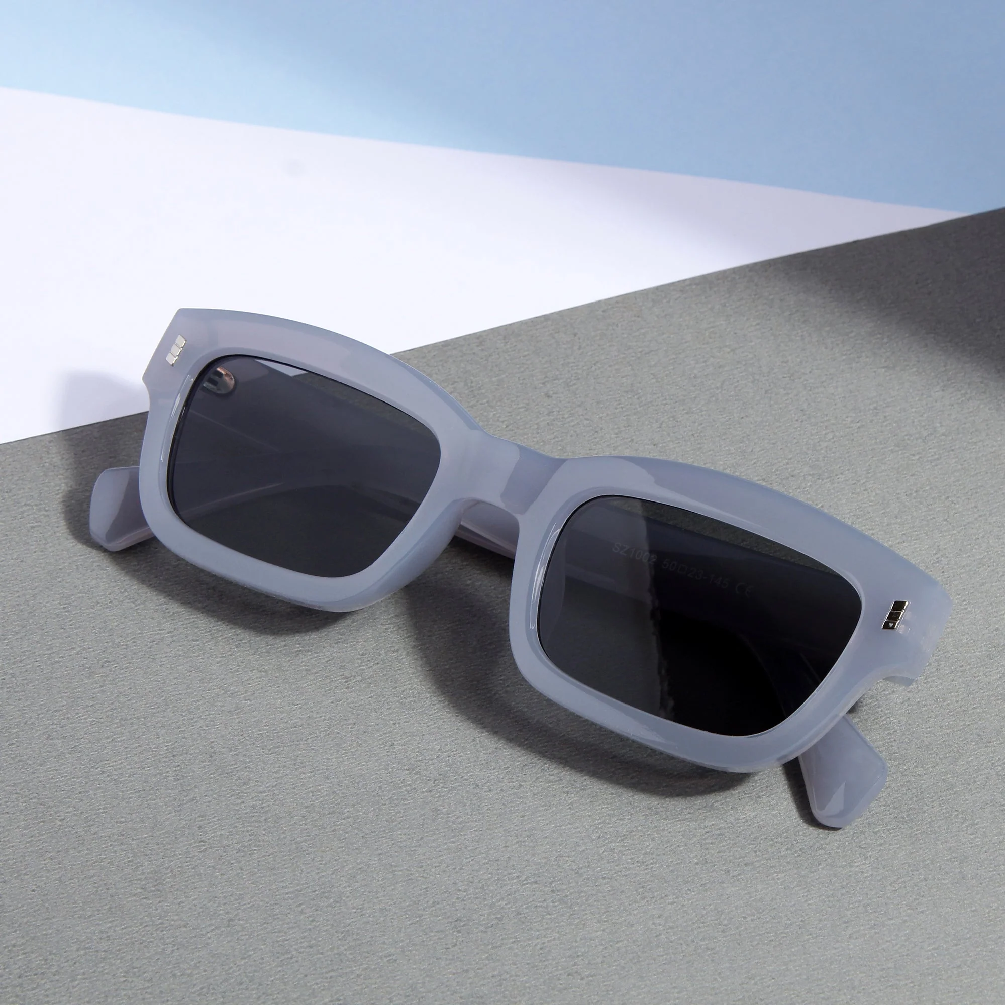 Lizard Grey Black Rectangle Sunglasses - Image 4