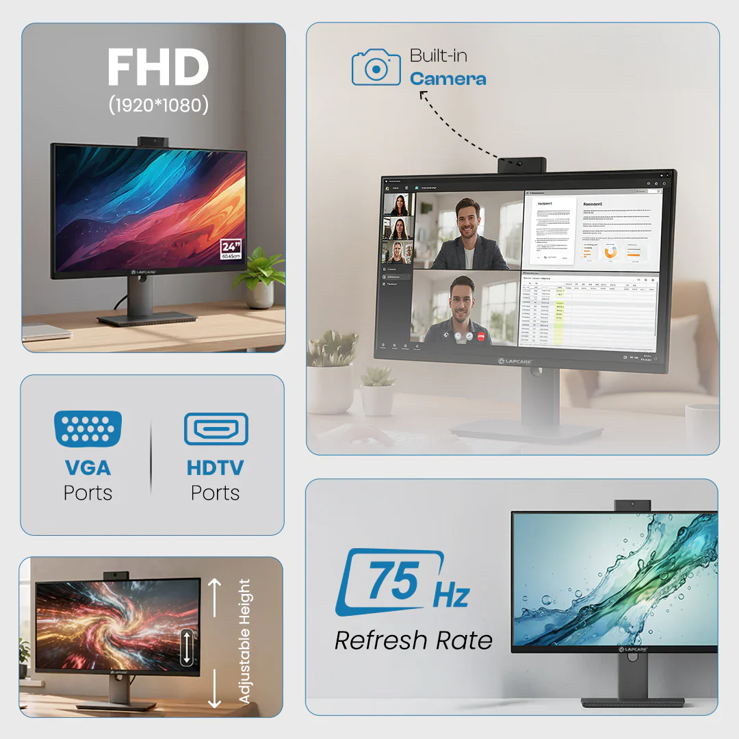 LM24GMW 24" (60.45 cm) LED Monitor with Inbuilt 2MP camera - Image 5