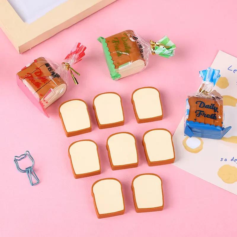 Loaf: 4-Piece Toast Bread Eraser Set – Cute & Fun Stationery for Students & Office Use (Pack of 3) - Image 4