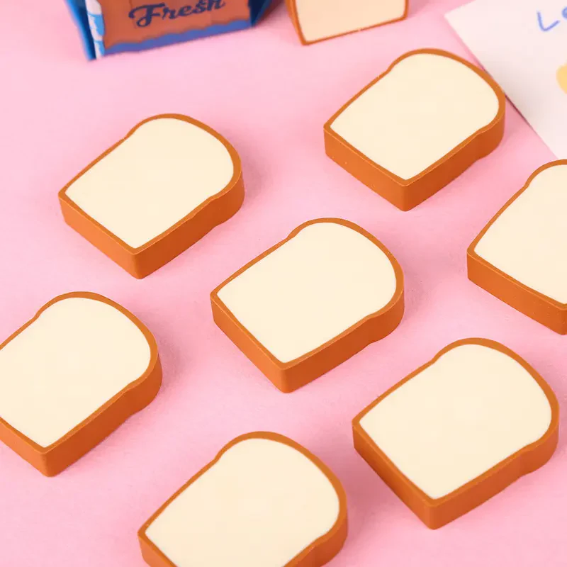 Loaf: 4-Piece Toast Bread Eraser Set – Cute & Fun Stationery for Students & Office Use (Pack of 3) - Image 6
