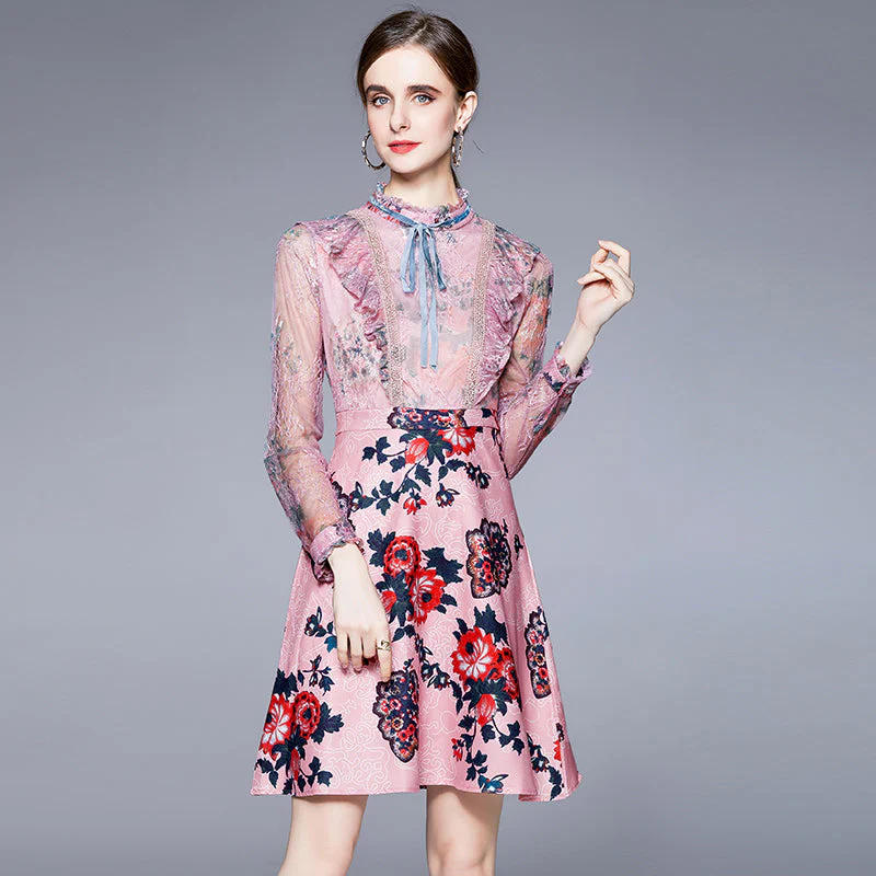 London Ruffle Printed Short Dress - Image 3