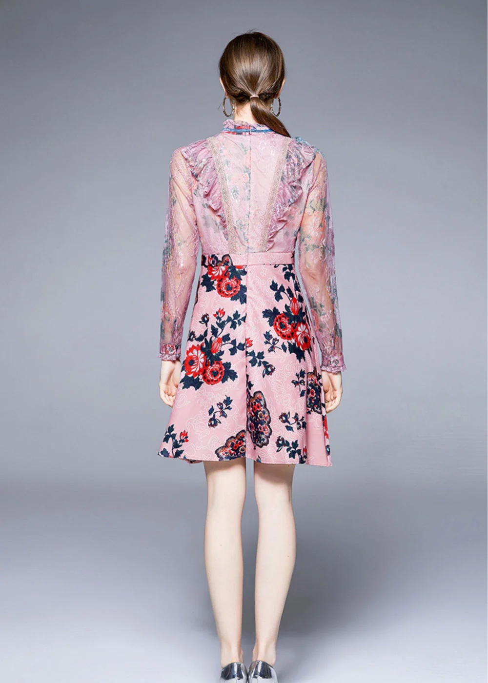 London Ruffle Printed Short Dress - Image 4