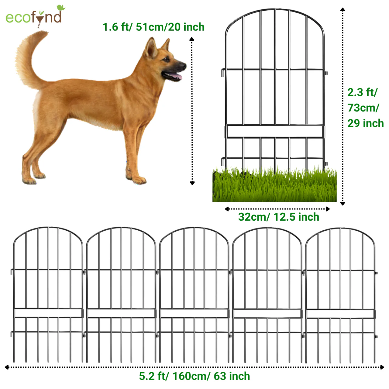 Long Grill Garden Fence – Black Iron Arc Panels (Set of 5/10) - Image 2