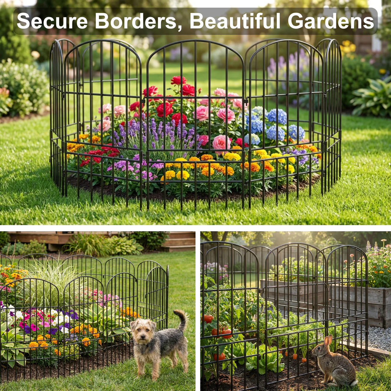 Long Grill Garden Fence – Black Iron Arc Panels (Set of 5/10) - Image 6