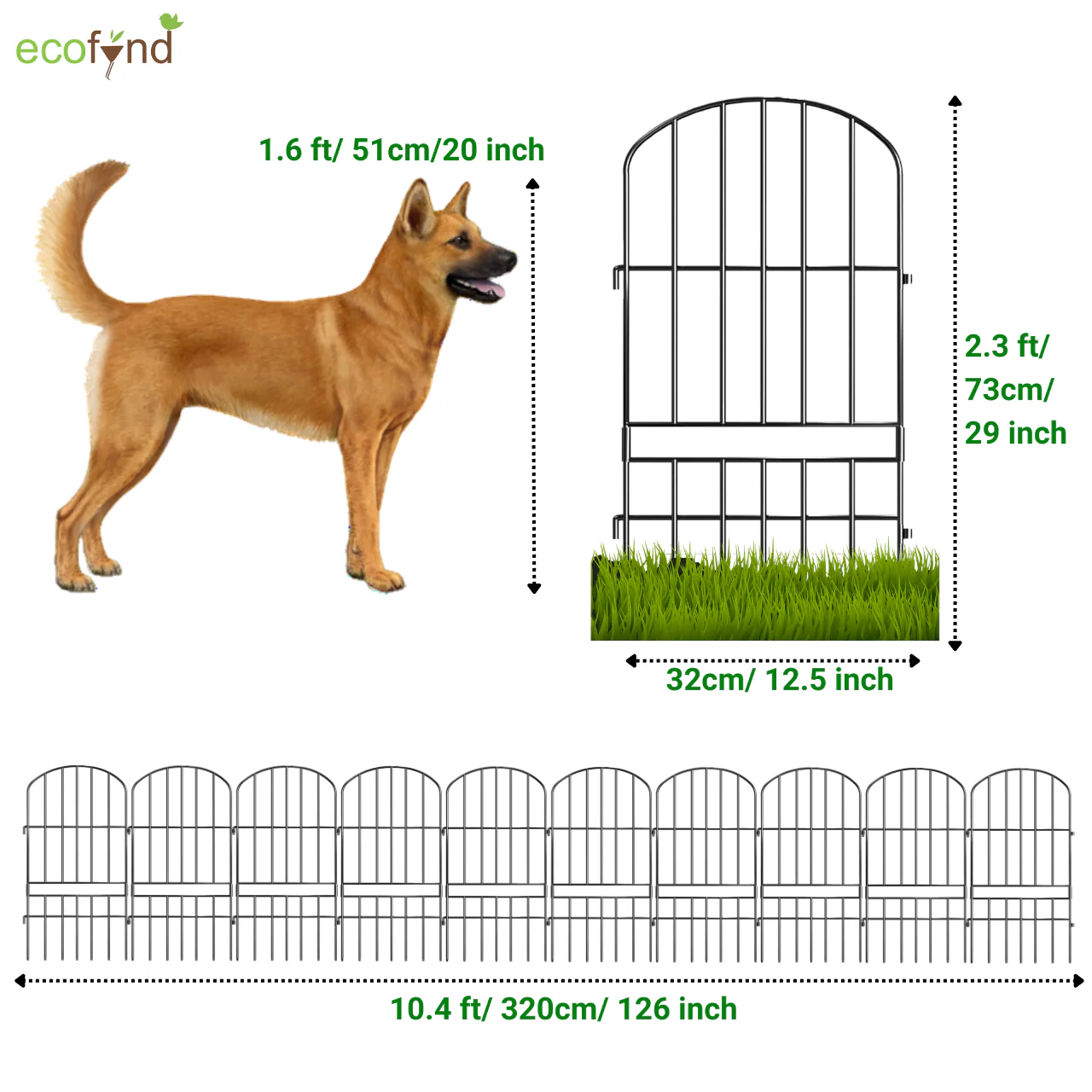 Long Grill Garden Fence – Black Iron Arc Panels (Set of 5/10) - Image 3