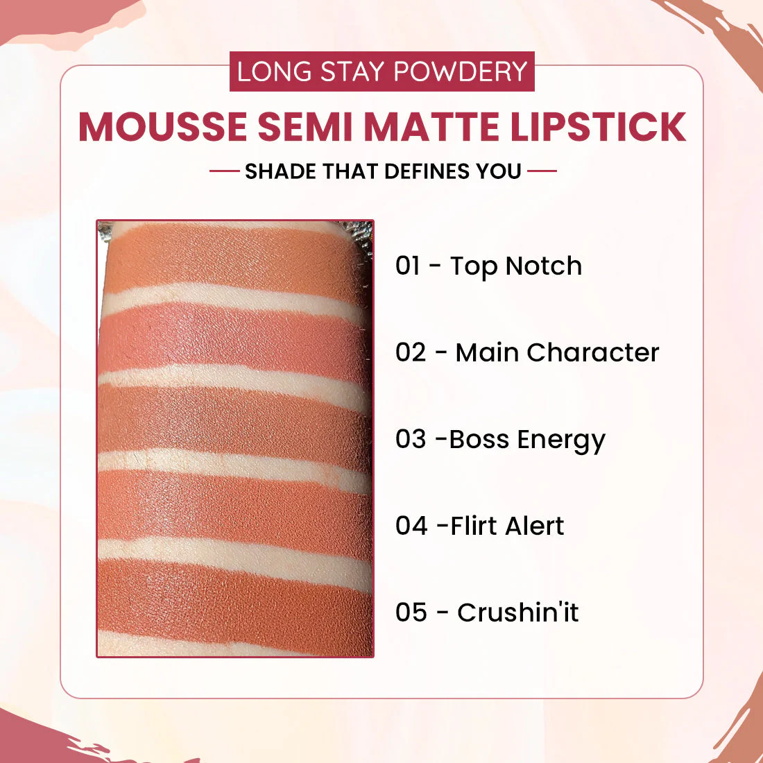 Longstay Powdery Mousse Semi Matte Lipstick 2.0 | Intense Color, Lightweight Comfort app. - Image 2