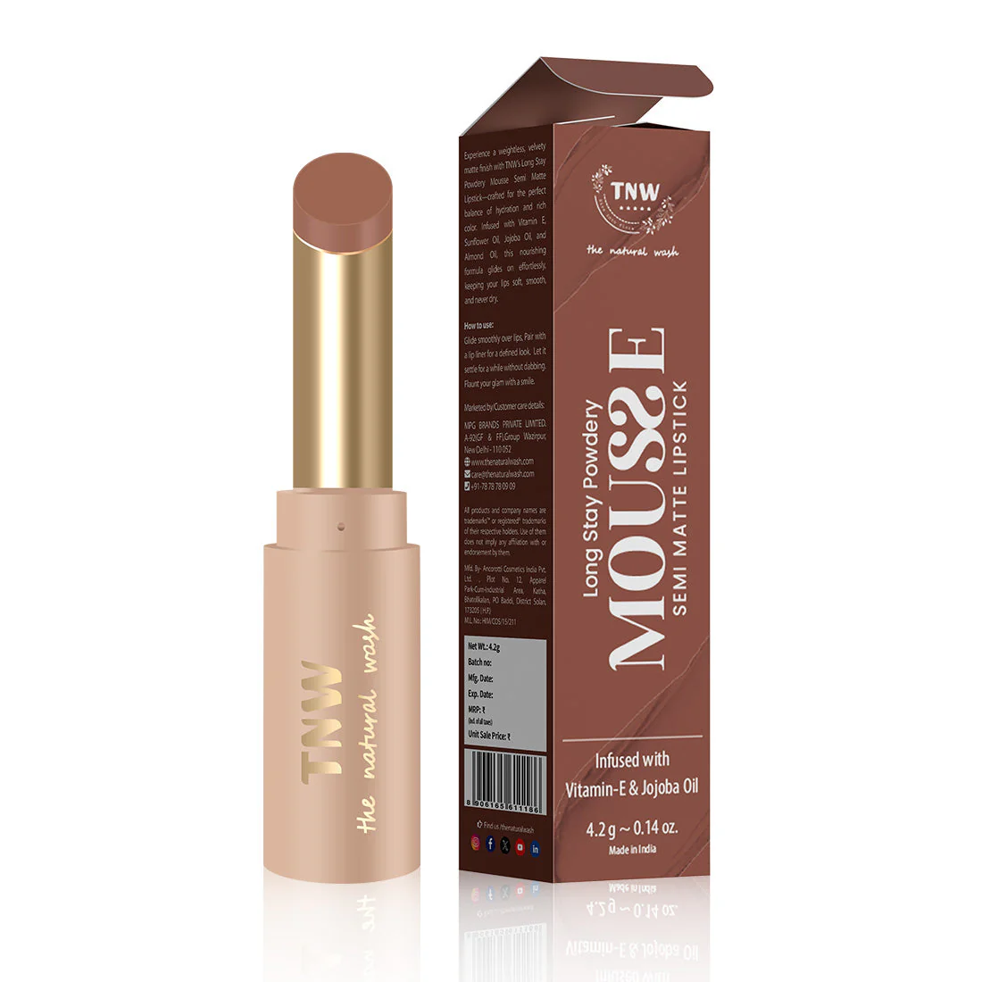 Longstay Powdery Mousse Semi Matte Lipstick | Dark Brown | Intense Color, Lightweight Comfort @ 1 (Exclusive) - Image 2