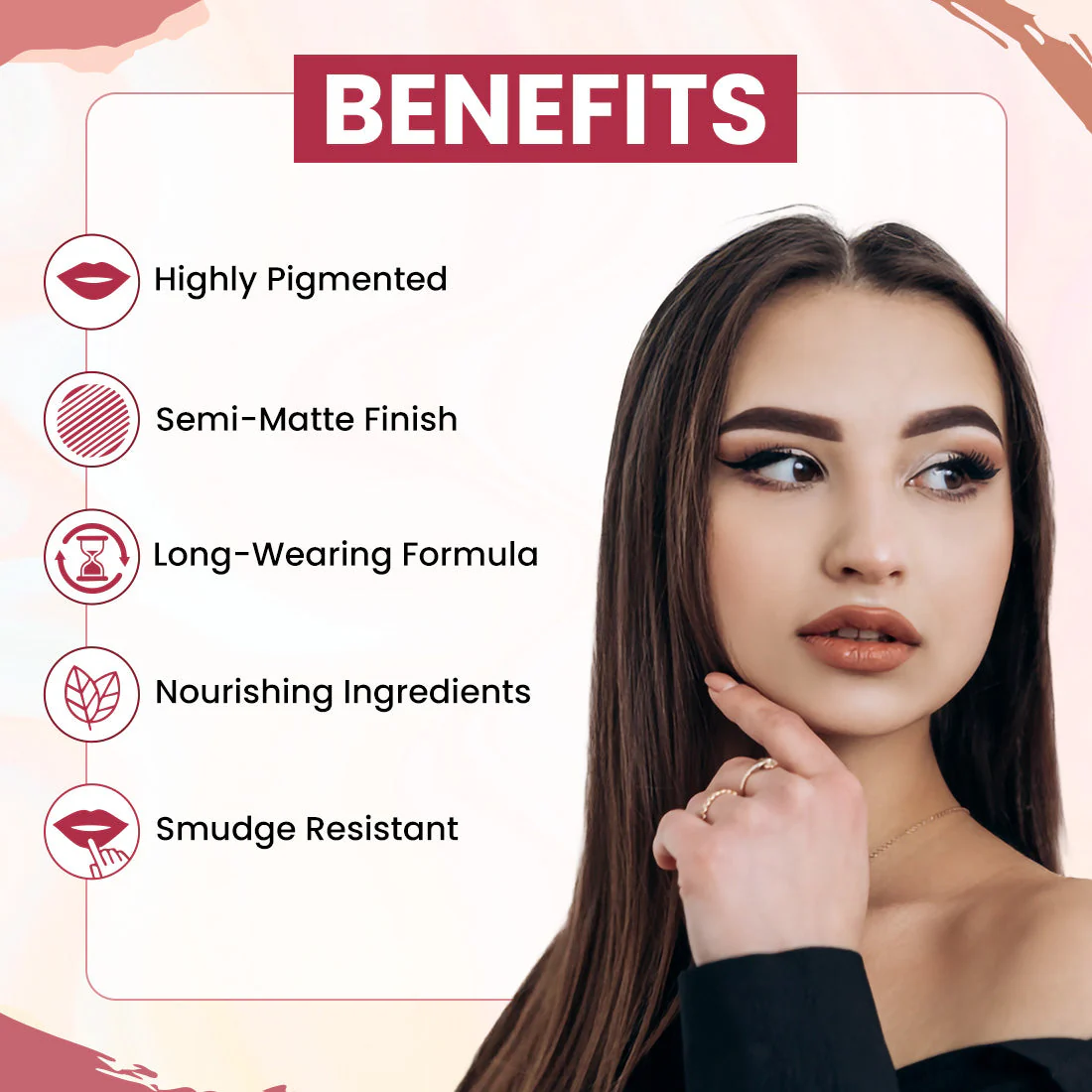 Longstay Powdery Mousse Semi Matte Lipstick | Dark Brown | Intense Color, Lightweight Comfort - Image 6