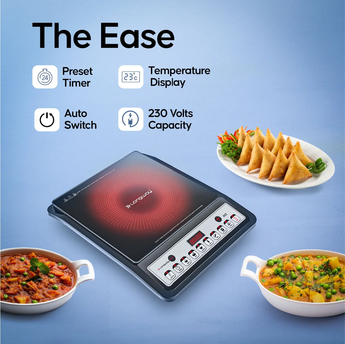 Longway Ace IC 2000 W Induction Cooktop (Black, Push Button) - Image 4