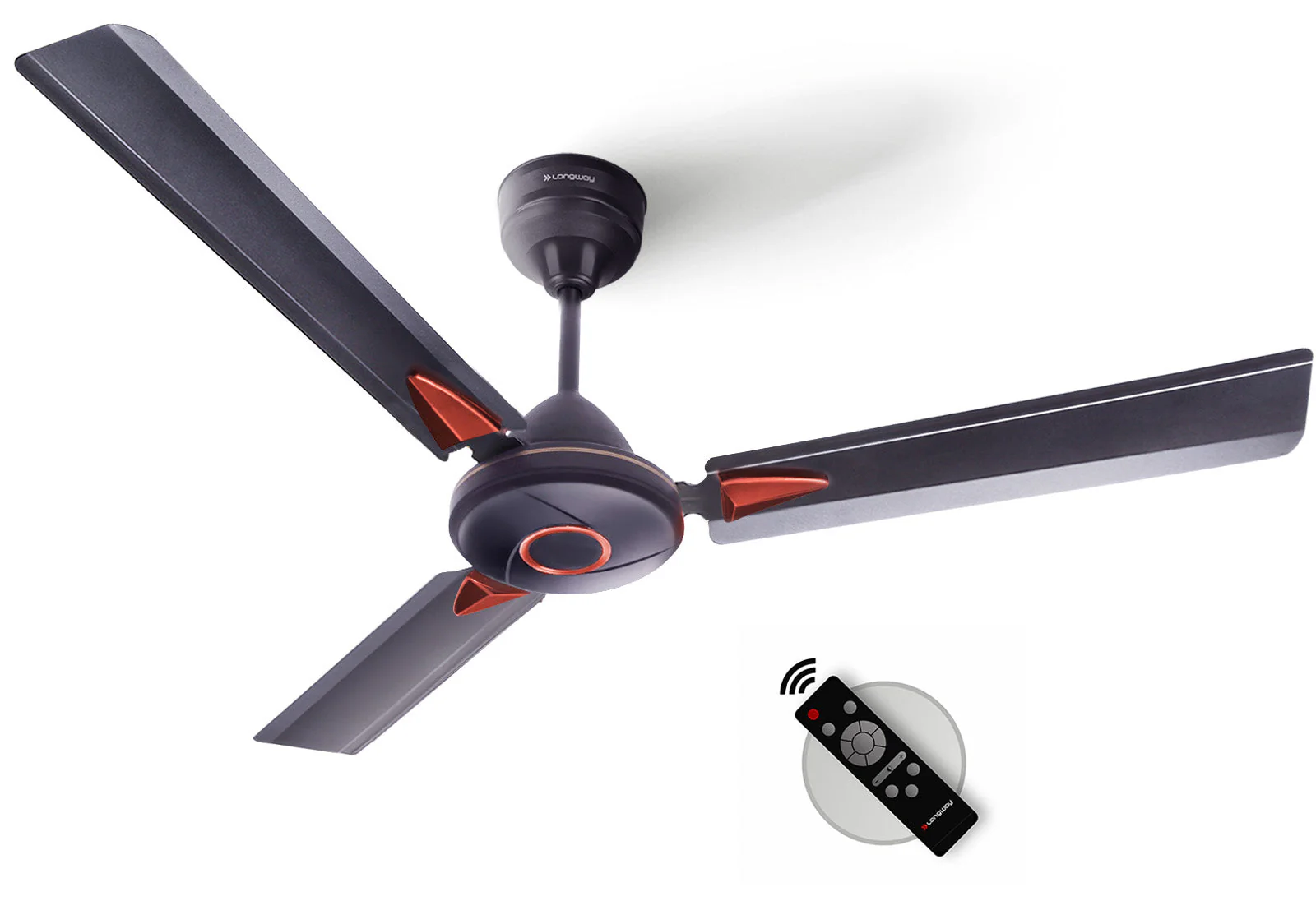 Longway Aero 1200 mm BLDC Ceiling Fan with Remote Control | BEE 5 Star Rated Energy Efficient | Ultra High Speed 3 Blade Anti-Dust Decorative Ceiling Fan (Smoked Brown)