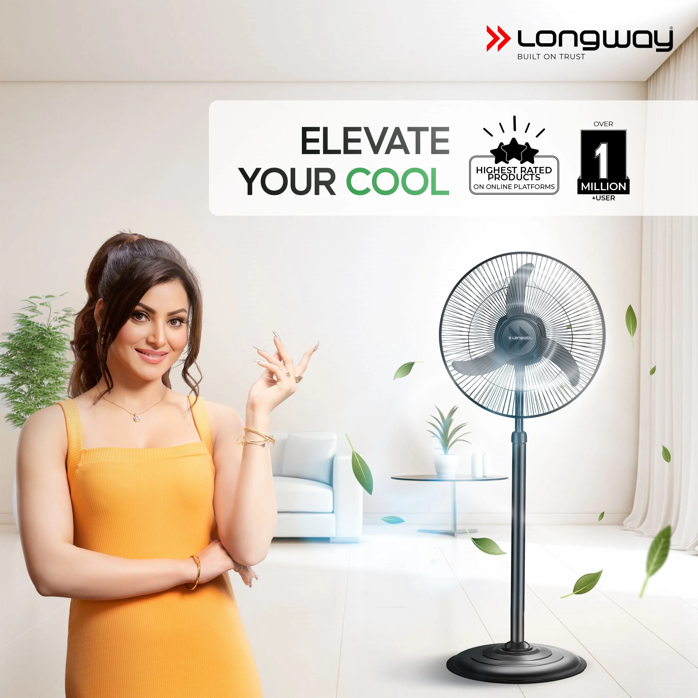 Longway Bolt Black Pedestal Fan, P1 400 mm, Ultra High Speed, 3 Blade, Decorative Star Rated (Black, Pack of 1) - Image 2
