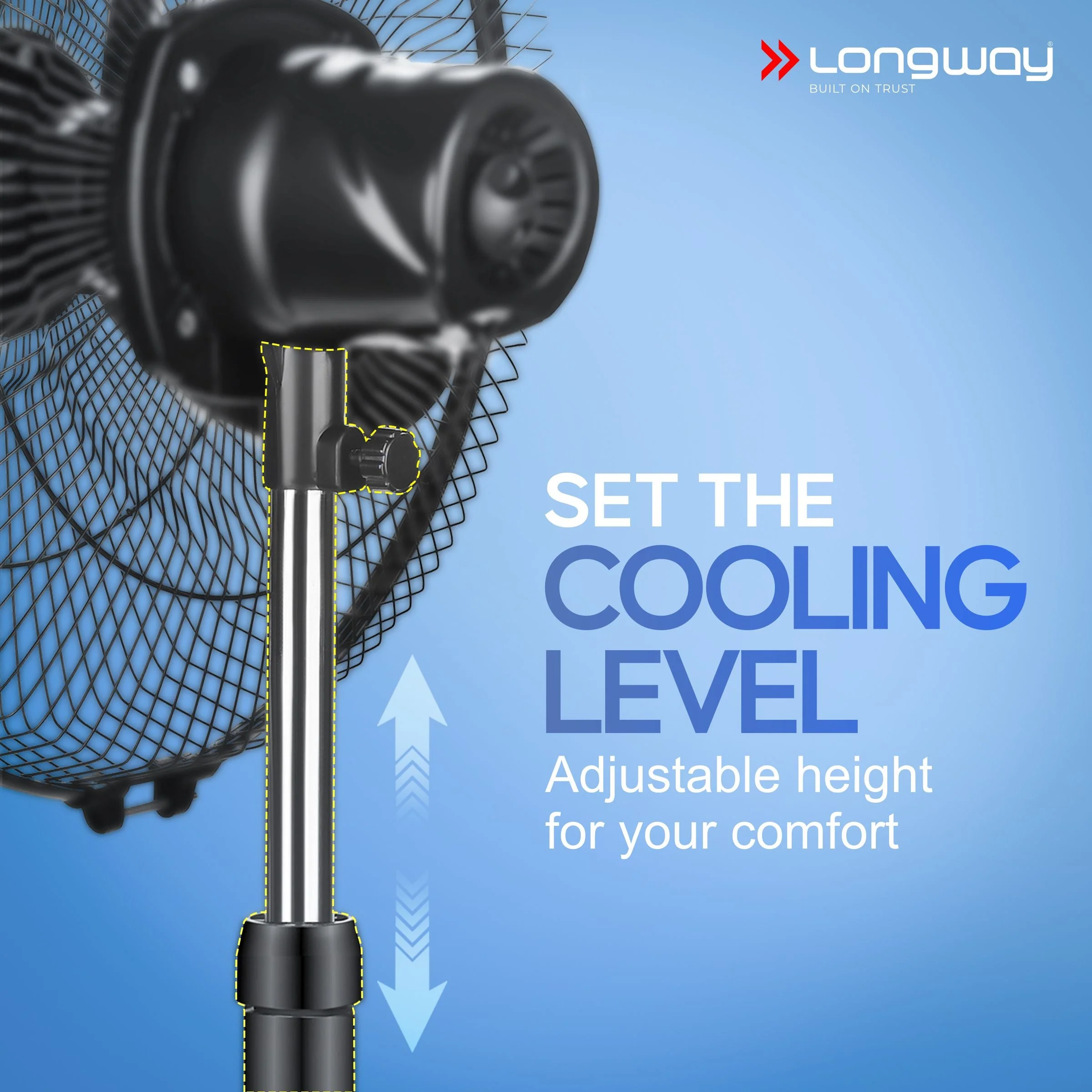 Longway Bolt Black Pedestal Fan, P1 400 mm, Ultra High Speed, 3 Blade, Decorative Star Rated (Black, Pack of 1) - Image 5