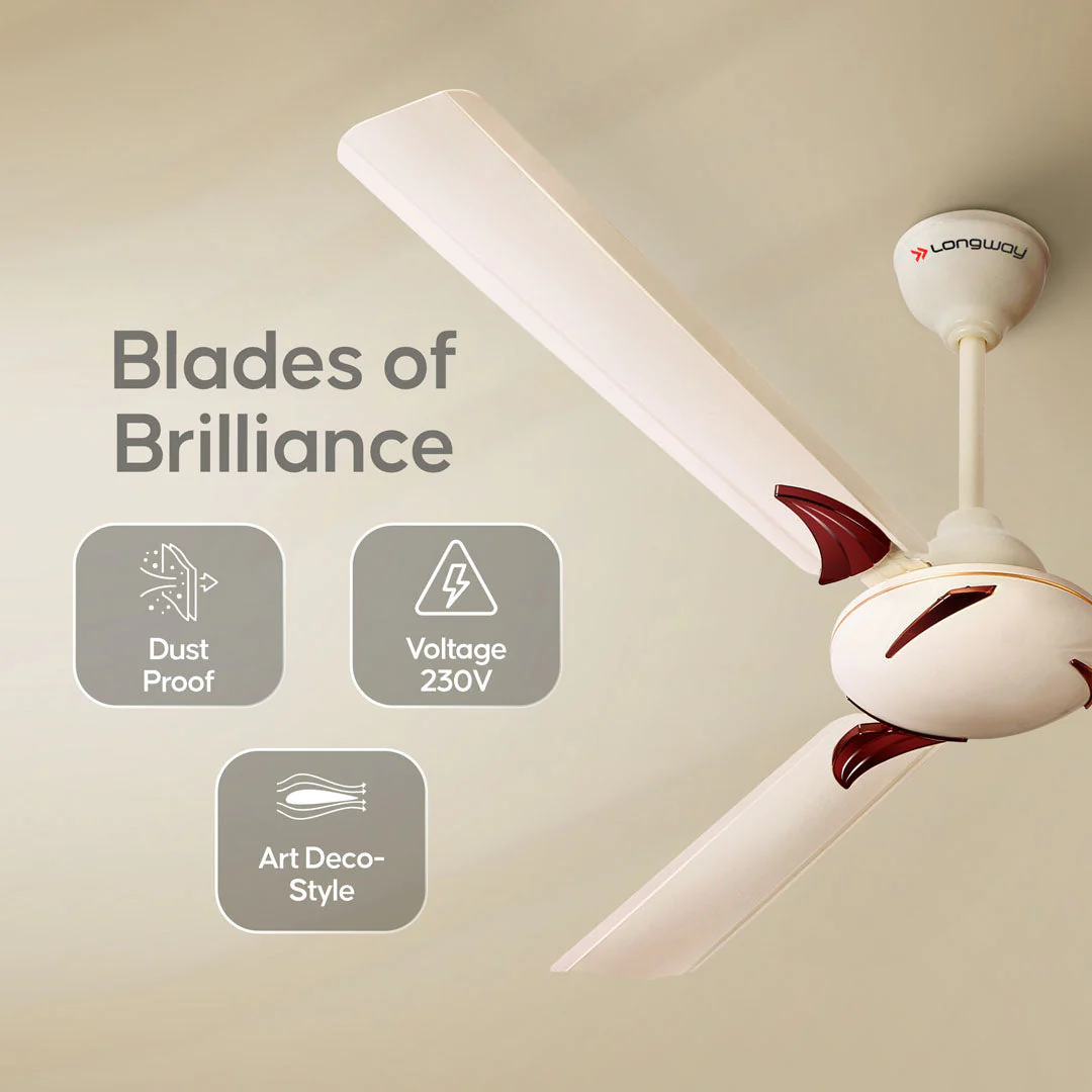 Longway Creta P1 1200 mm/48 inch Ultra High Speed 3 Blade Anti-Dust Decorative Star Rated Ceiling Fan (Pack of 1) - Image 12