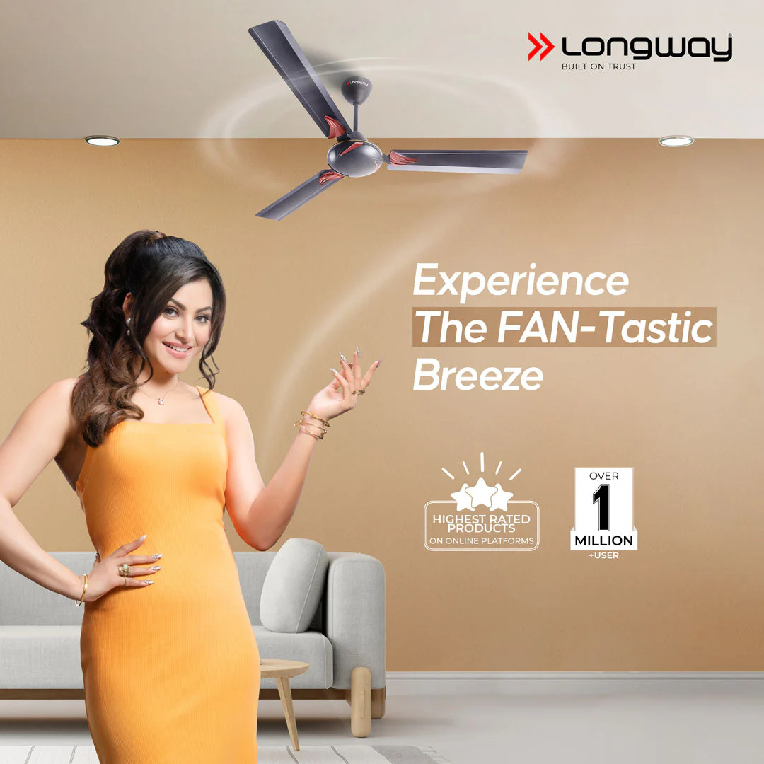 Longway Creta P1 1200 mm/48 inch Ultra High Speed 3 Blade Anti-Dust Decorative Star Rated Ceiling Fan (Pack of 1) - Image 2