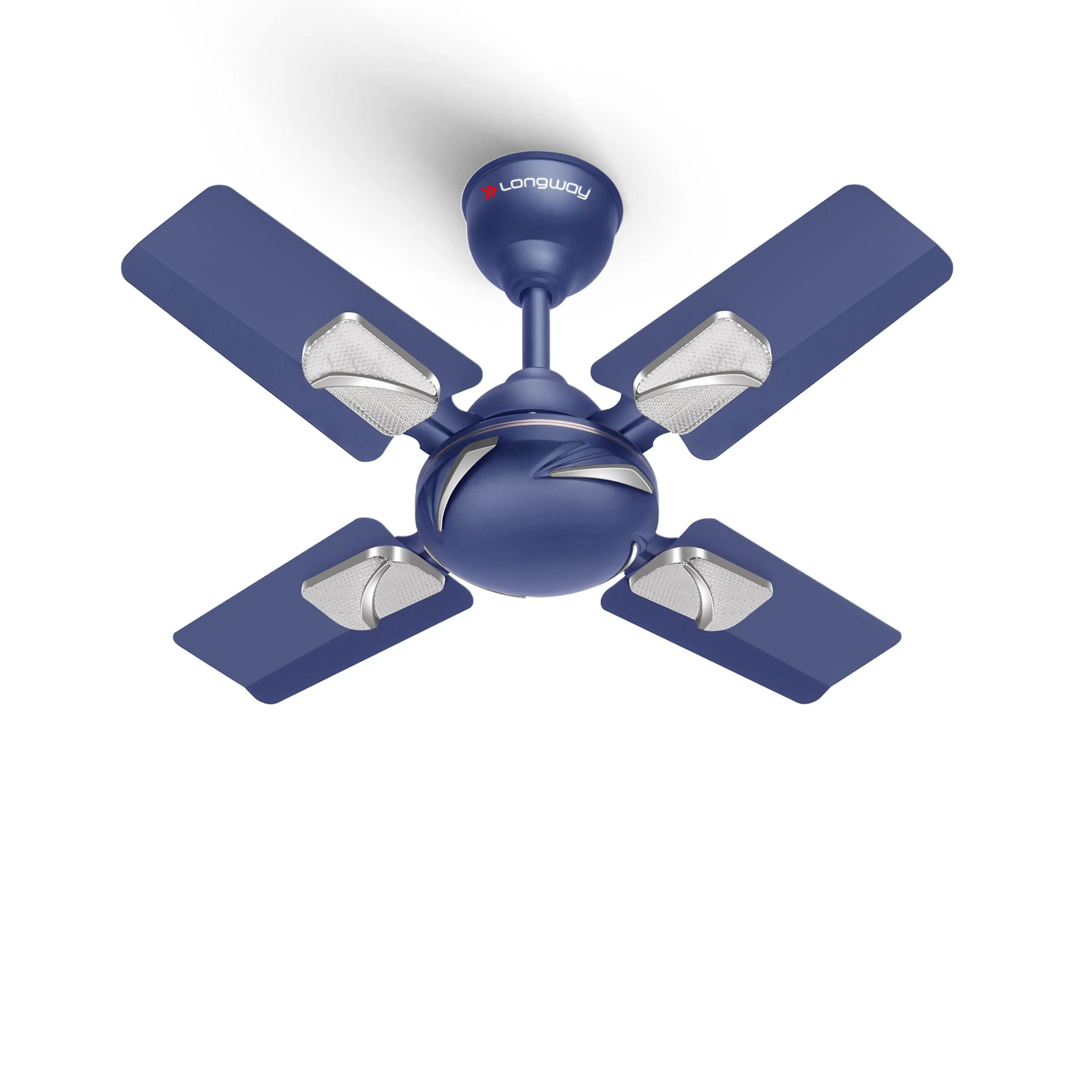 Longway Creta P1 600 mm/24 inch Ultra High Speed 4 Blade Anti-Dust Decorative Star Rated Ceiling Fan (Silver Blue, Pack of 1)