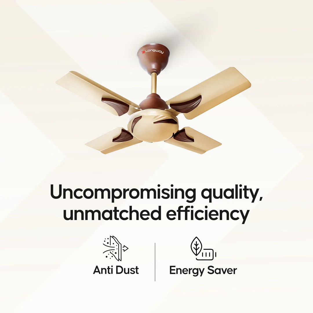 Longway Creta P1 600 mm/24 inch Ultra High Speed 4 Blade Anti-Dust Decorative Star Rated Remote Controlled Ceiling Fan (Pack of 1) - Image 6